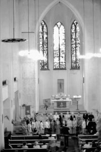 Photo of The Santa Barbara Choir sings in the beautifully restored East German church. (1987)